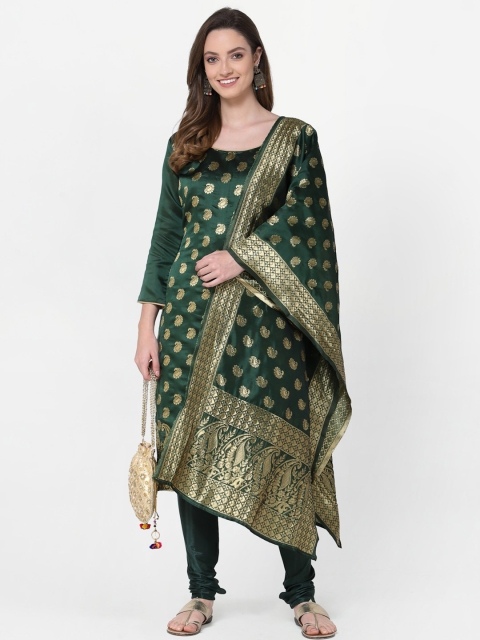 

RAJGRANTH Green & Gold-Toned Unstitched Dress Material