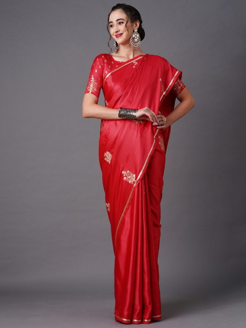 

Mitera Red Woven Design Silk Blend Banarasi Saree