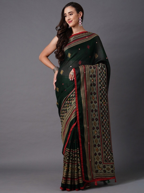 

Mitera Green Jute Silk Saree