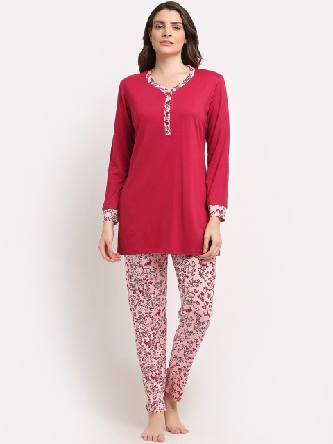 

Kanvin Women Red Printed Night Suits