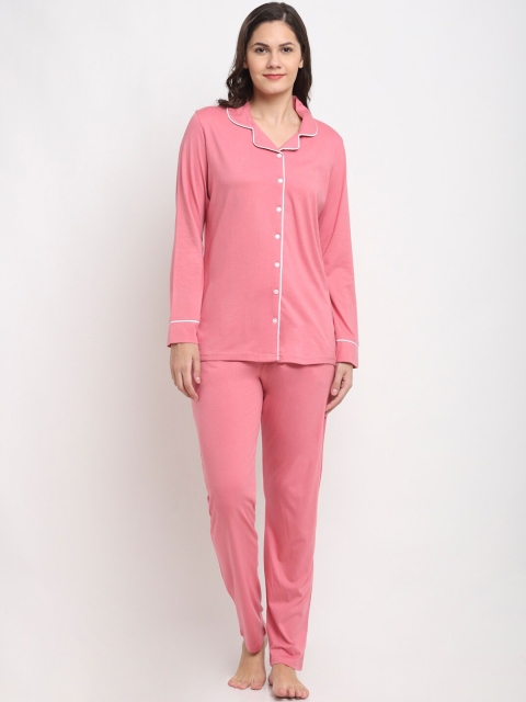 

Kanvin Women Pink Solid Night Suits
