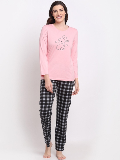 

Kanvin Women Pink Printed Night Suits