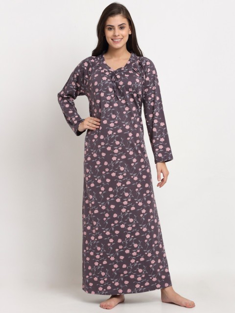 

Kanvin Purple Printed Maxi Nightdress