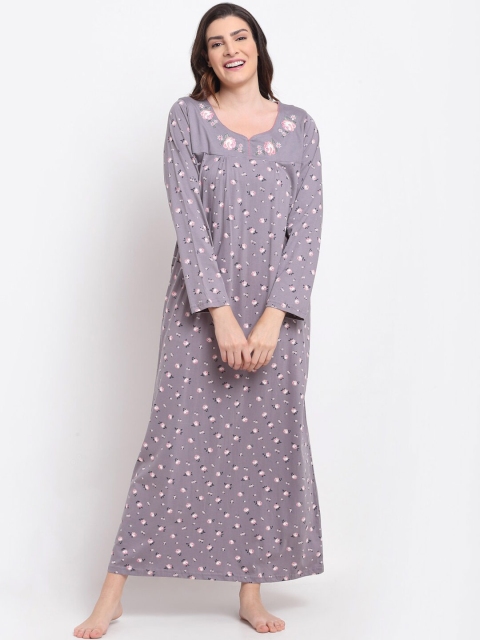 

Kanvin Grey Printed Maxi Nightdress