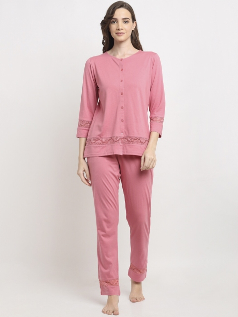 

Kanvin Women Pink Solid Night Suits