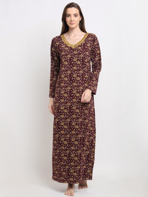 

Kanvin Woman Brown Printed Maxi Nightdress