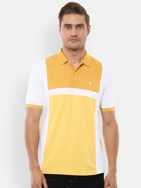 

Louis Philippe Men Yellow & White Colourblocked Polo Collar T-shirt