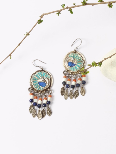 

SANGEETA BOOCHRA Silver-Toned Contemporary Drop Earrings