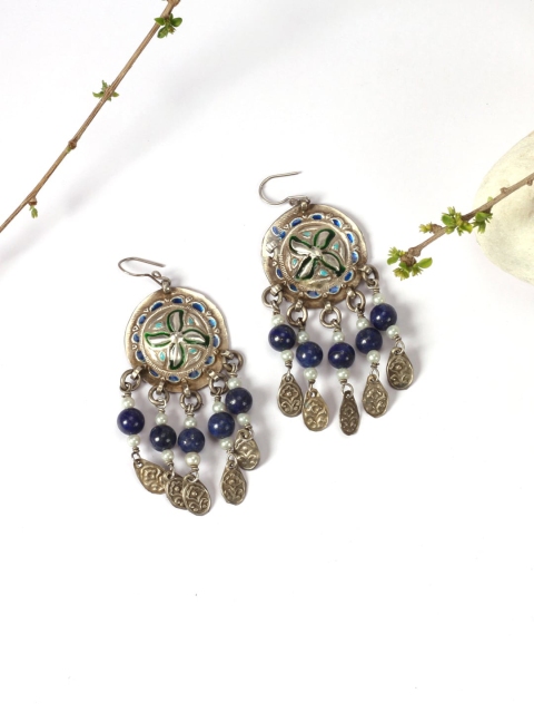 

SANGEETA BOOCHRA Silver-Toned Contemporary Drop Earrings