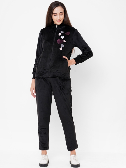 

Sweet Dreams Women Grey Velvet Touch Tracksuit, Black