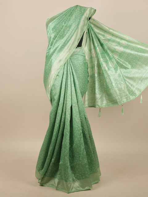 

Pothys Green & White Geometric Printed Saree