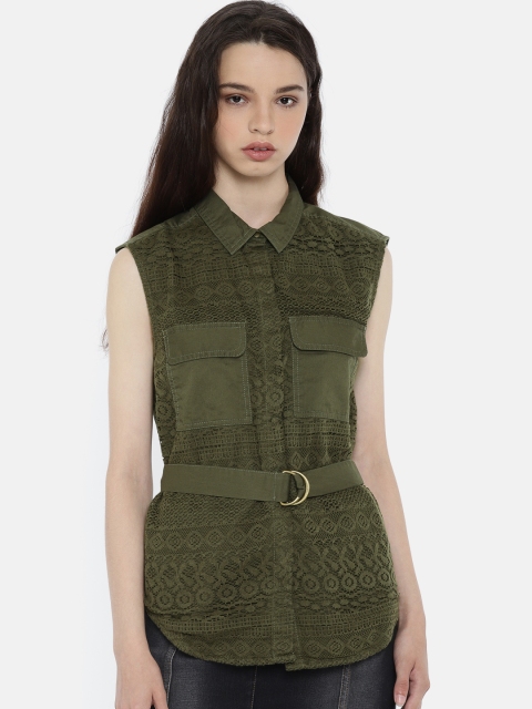 

Vero Moda Olive Green Casual Shirt