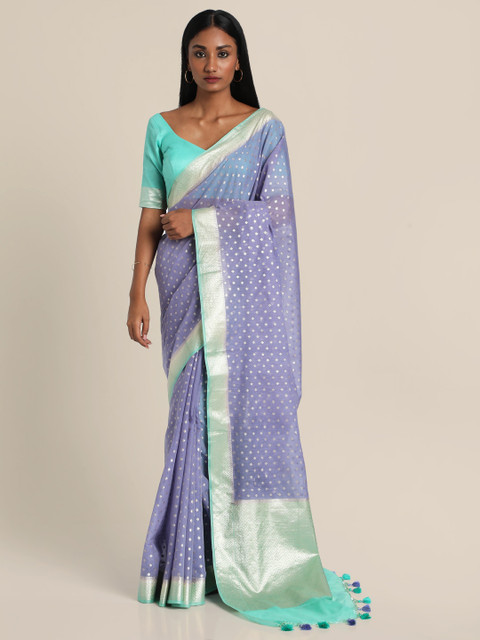 

Suta Lavender & Sea Green Woven Design Polycotton Saree, Blue