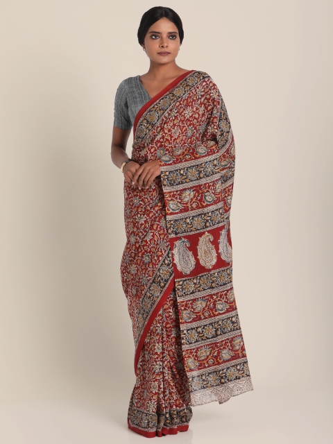 

Suta Red & Beige Pure Cotton Kalamkari Printed Saree