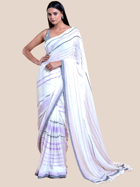 

Suta White & Grey Striped Saree