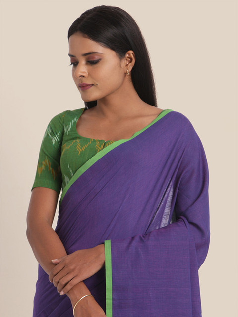 

Suta Purple & Green Pure Cotton Solid Saree