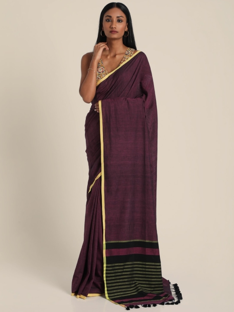 

Suta Purple Pure Cotton Solid Saree, Magenta