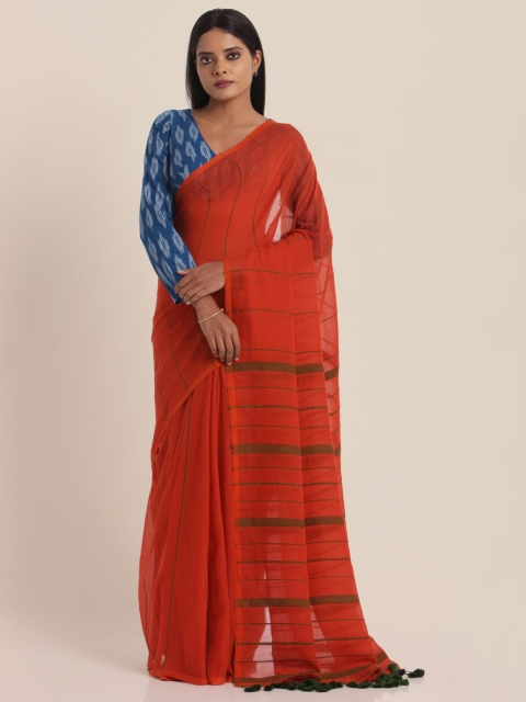 

Suta Orange & Green Printed Pure Cotton Khesh Saree