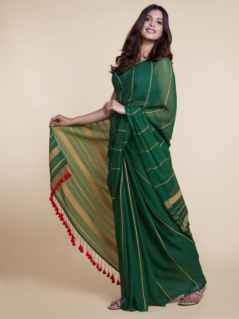 

Suta Green & Maroon Embellished Pure Cotton Khesh Saree