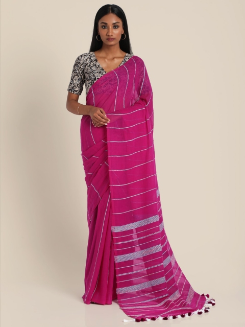 

Suta Purple & Grey Striped Pure Cotton Khesh Saree