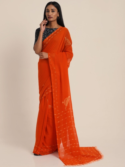 

Suta Orange & White Discharge Printed Saree