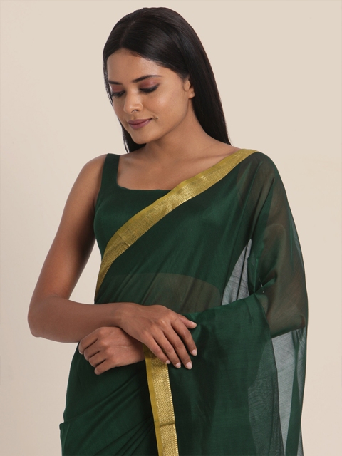 

Suta Women Green & Gold-Toned Cotton Silk Saree