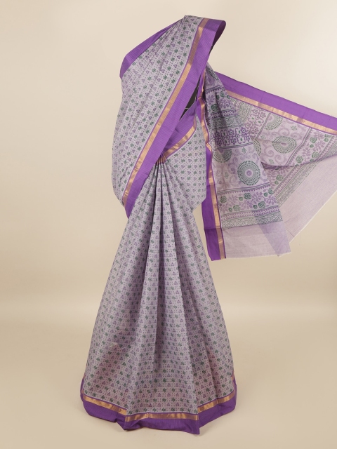 

Pothys Purple & Green Ethnic Motifs Pure Cotton Saree