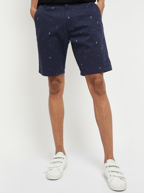 

max Men Blue Conversational Printed Regular Shorts