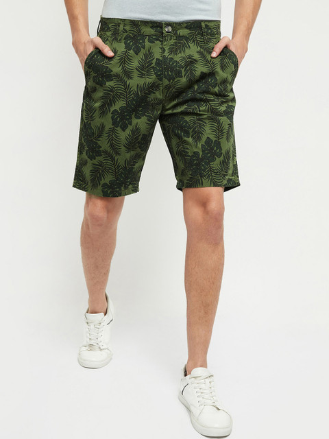 

max Men Green Tropical Printed Regular Shorts
