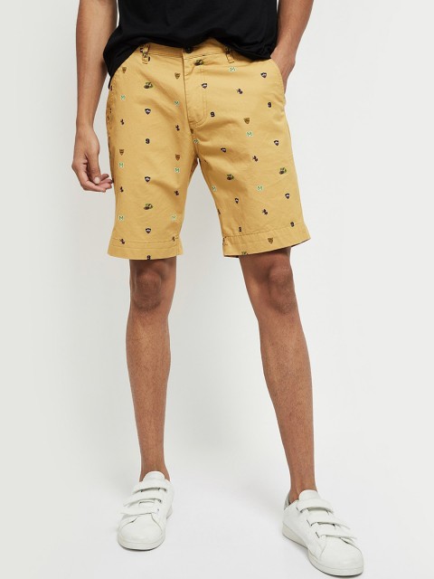 

max Men Mustard Yellow Printed Regular Shorts