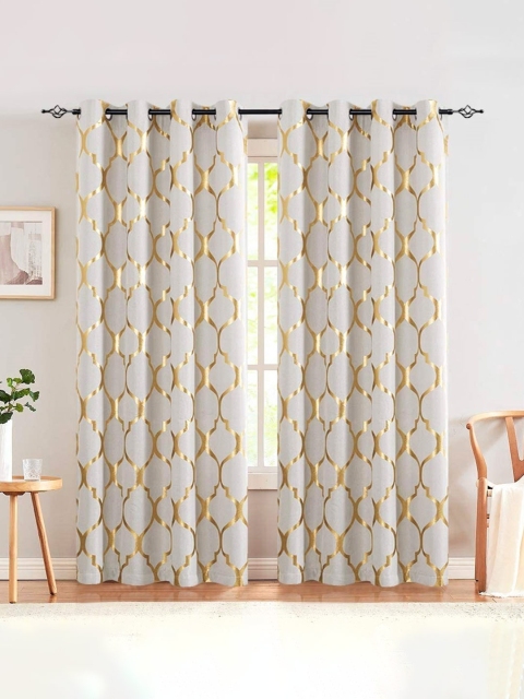 

URBAN SPACE White & Gold-Toned Set of 2 Quirky Door Curtain