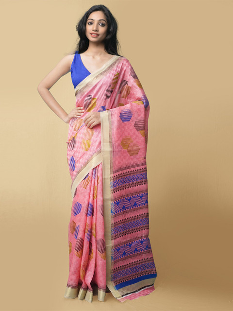

Unnati Silks Women Pink Printed Art Silk Saree