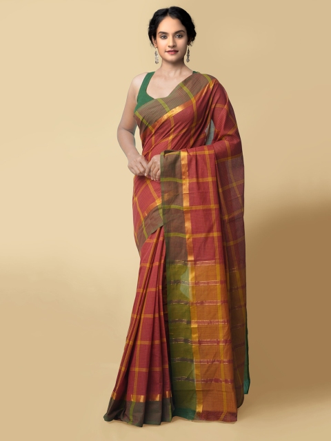 

Unnati Silks Women Maroon Pavani Mangalagiri Cotton Saree