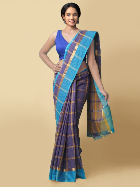 

Unnati Silks Women Blue Pavani Mangalagiri Cotton Saree