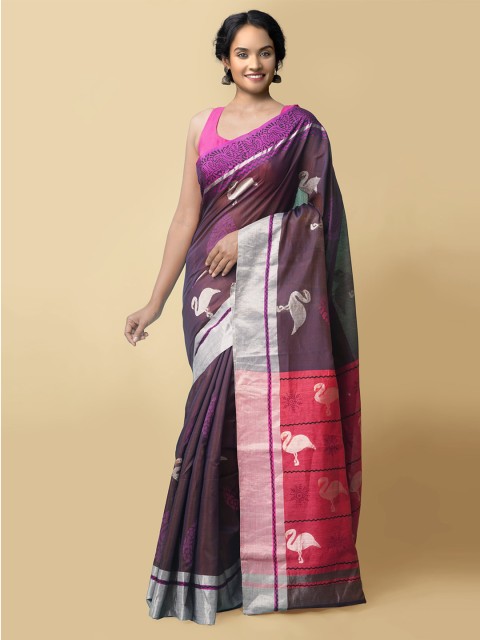 

Unnati Silks Women Brown Chanderi Sico Saree