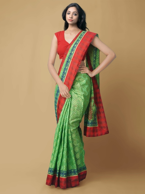 

Unnati Silks Women Green Banarasi Sico Saree