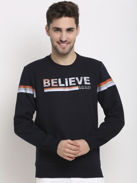 

Rodamo Men Navy Blue Printed Sweatshirt