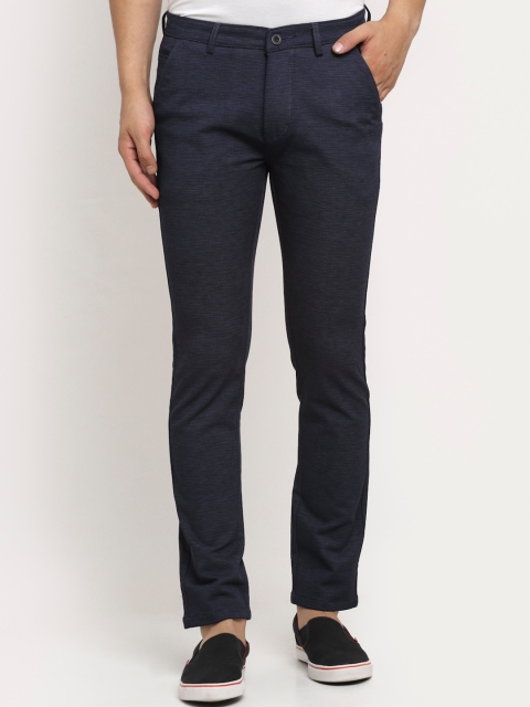 

Rodamo Men Grey Textured Slim Fit Trousers
