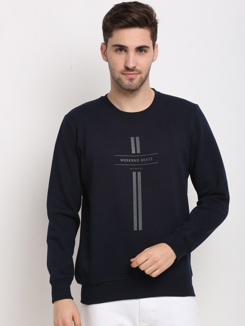 

Rodamo Men Navy Blue Printed Sweatshirt