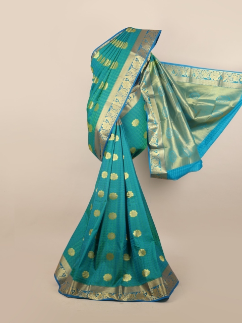 

Pothys Women Green Pure Silk Saree, Sea green