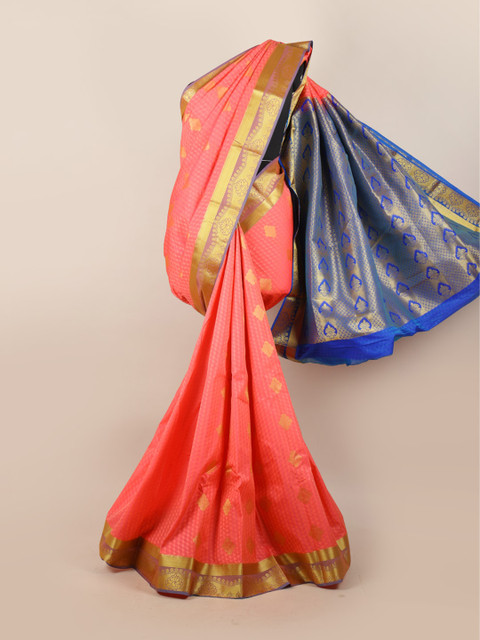 

Pothys Pink & Gold-Toned Ethnic Motifs Zari Pure Silk Saree