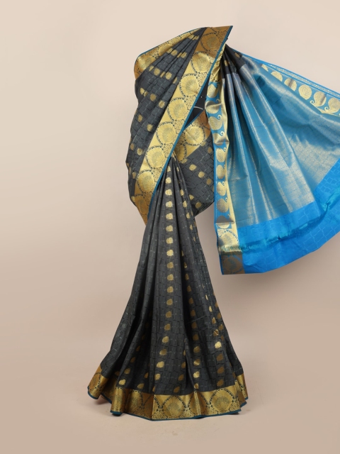 

Pothys Grey & Gold-Toned Ethnic Motifs Zari Pure Silk Saree
