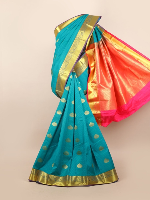 

Pothys Blue & Pink Woven Design Zari Pure Silk Saree