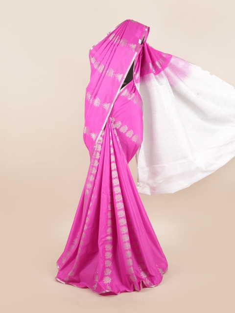 

Pothys Pink & White Ethnic Motifs Gotta Patti Silk Blend Saree