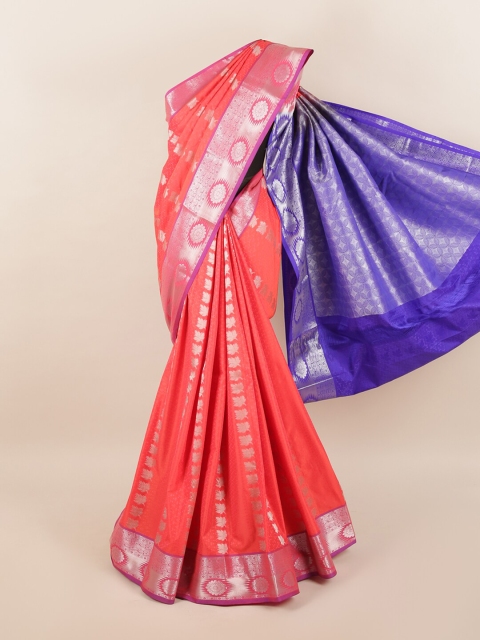 

Pothys Pink & Blue Floral Motifs Zari Silk Blend Saree