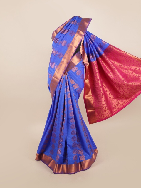 

Pothys Blue & Pink Ethnic Motifs Zari Silk Blend Saree