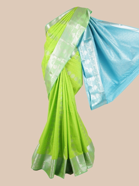 

Pothys Green & Blue Woven Design Zari Silk Blend Saree