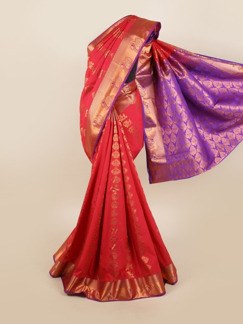 

Pothys Red & Gold-Toned Ethnic Motifs Zari Silk Blend Saree