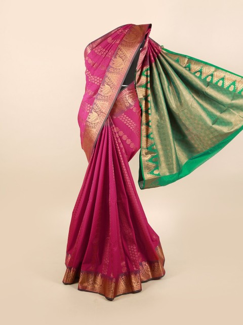 

Pothys Pink & Gold-Toned Ethnic Motifs Zari Silk Blend Saree