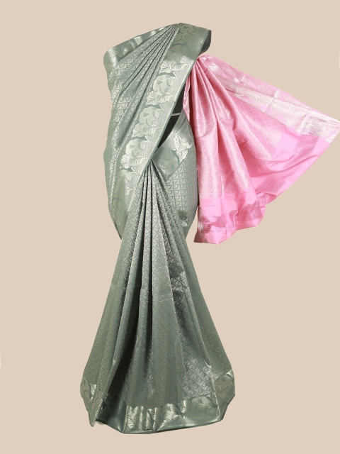 

Pothys Grey & Silver-Toned Zari Silk Blend Saree